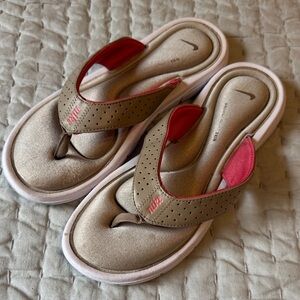 Nike Women's Sandals in Tan and Pink